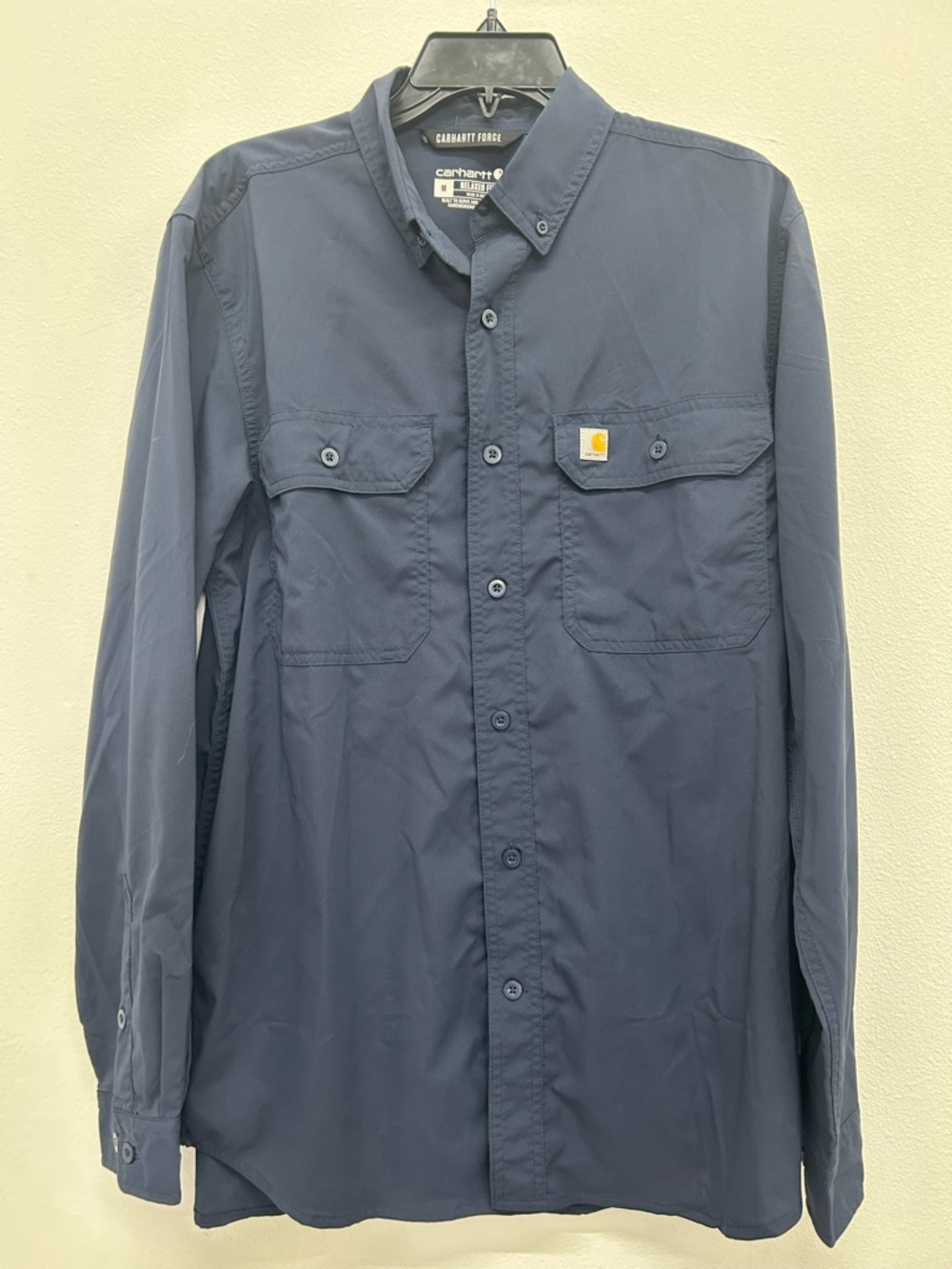 NWOT Carhartt Force Men’s Navy Relaxed Fit Long-Sleeve Button Shirt Size M